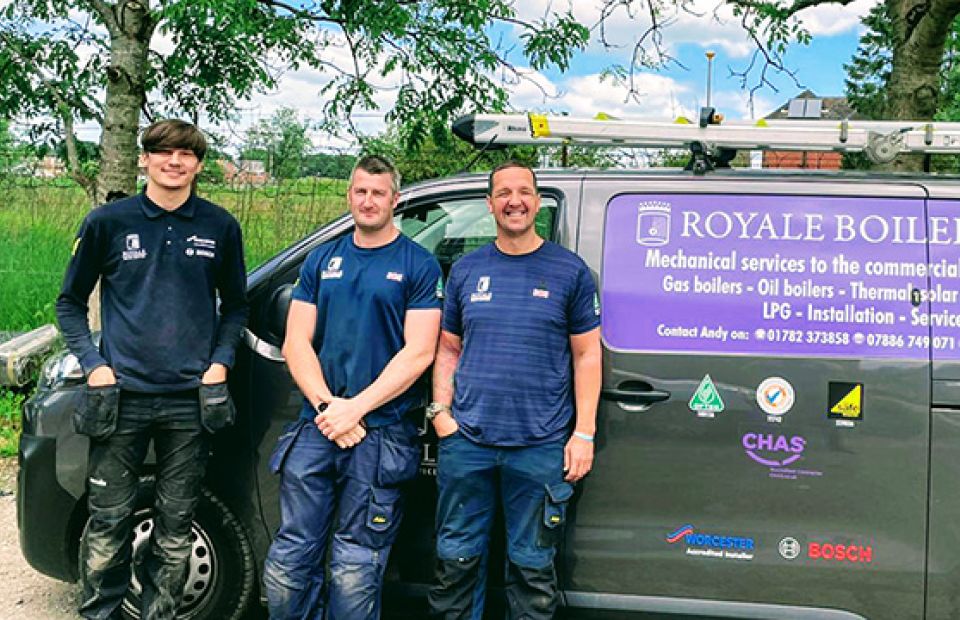 The Royale Boiler Team in front of a branded van